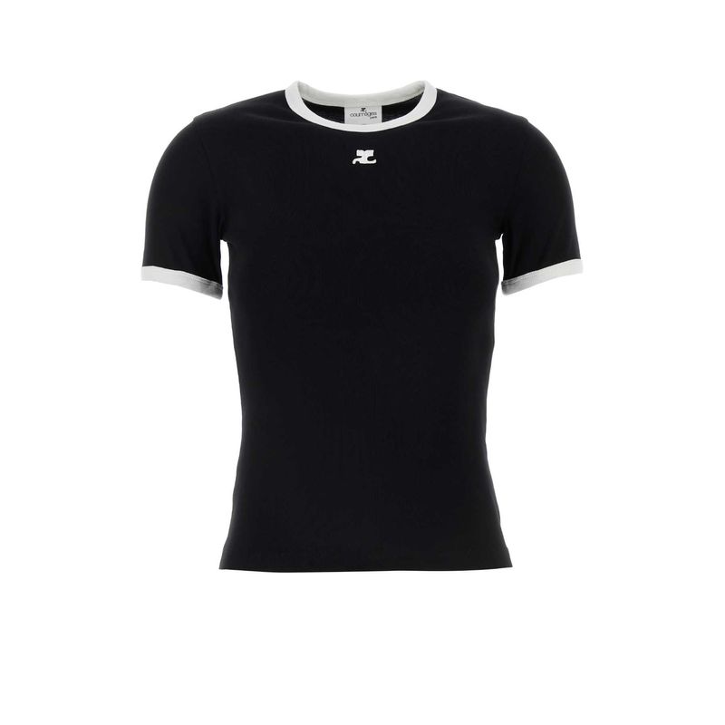 Courreges Women Black Cotton T-Shirt